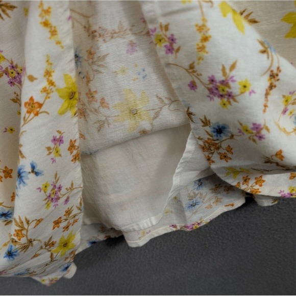 Old Navy Y2K Mini Dress Tie Shoulder Floral Cami Tunic Linen Blend Yellow Size M - Picture 6 of 14